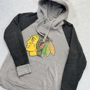 Chicago Blackhawks NHL Hoodie Adult Large L Throwback Gray Two Tone Pullover